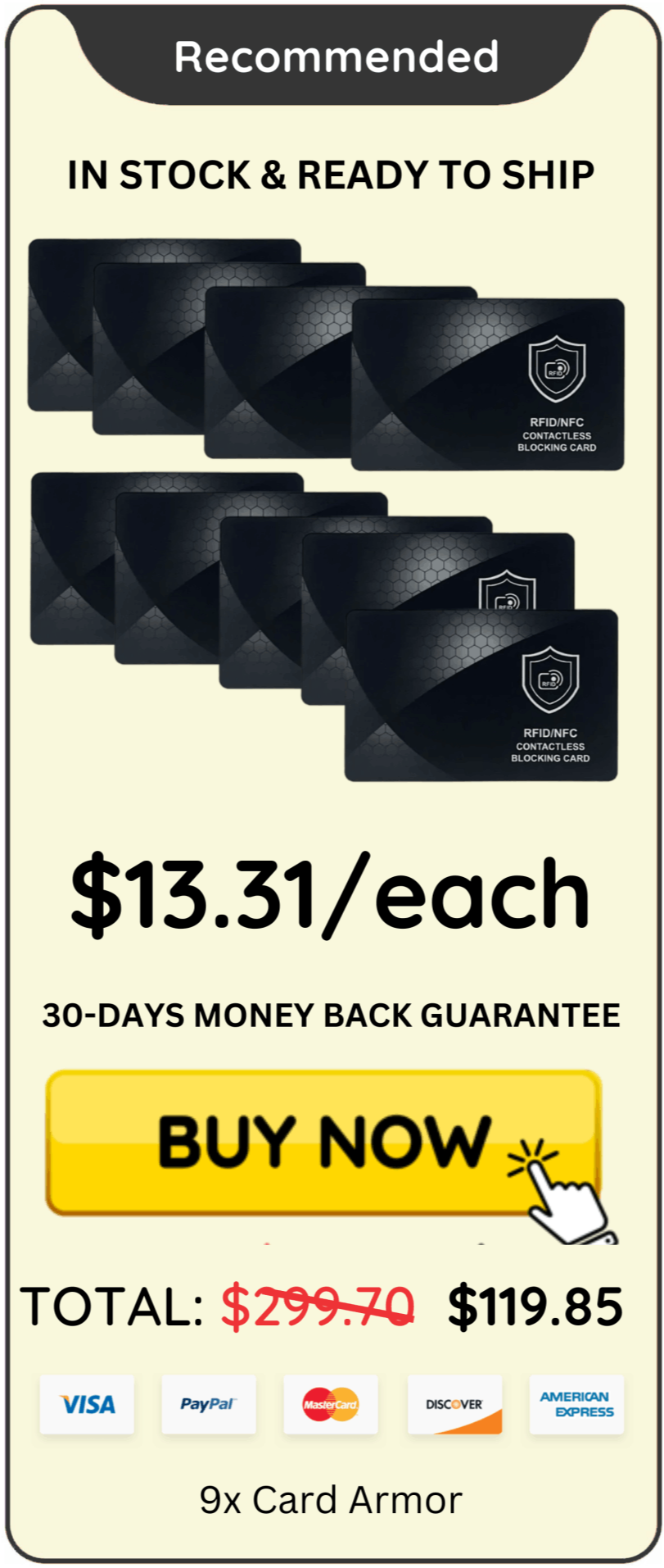 Card Armor Package Price